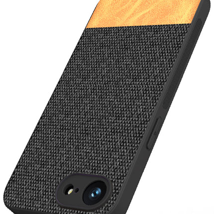 Kapa Soft Fabric & Leather Hybrid Protective Back Cover for Apple iPhone 16E | Shockproof Slim Hard Anti Slip Back Case (Black,Brown) - Mobizang