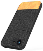 Kapa Soft Fabric & Leather Hybrid Protective Back Cover for Apple iPhone 16E | Shockproof Slim Hard Anti Slip Back Case (Black,Brown) - Mobizang