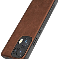 Kapa Tux Leather Back Cover for Oppo Reno 13 Pro | Slim Shockproof Camera Protection Bumper Case (Brown) - Mobizang