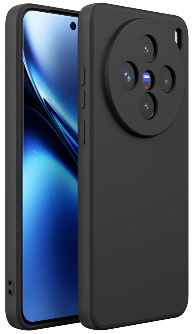 Kapa Matte Protective Lens Flexible Back Cover for Vivo X200 (5G) | Slim Silicone with Soft Lining Shockproof Full Body Bumper Case (Black) - Mobizang