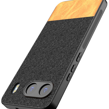 Kapa Soft Fabric & Leather Hybrid Protective Back Cover for OnePlus Nord 4 | Shockproof Slim Hard Anti Slip Back Case (Black,Brown)
