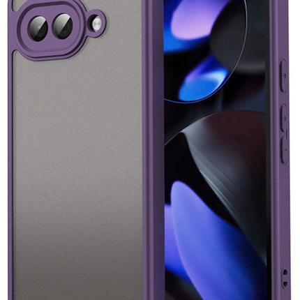 Kapa Shield Frosted Acrylic Back Cover for Google Pixel 9A| Hard Slim Inbuilt Camera Lens Cover Protection Shock Proof Case (Purple Sides)