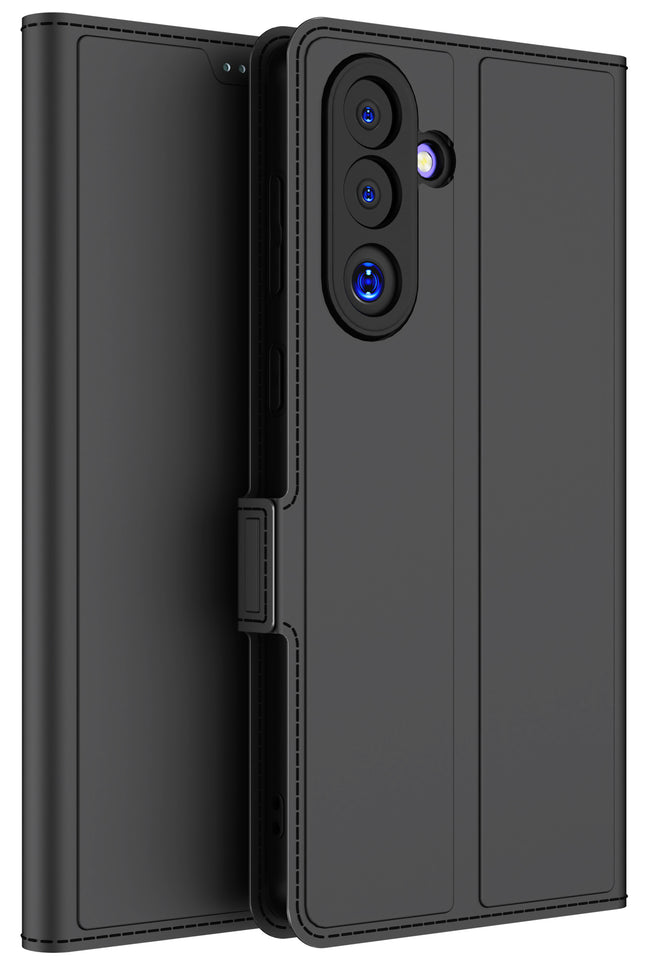 Kapa Noble Slim Magnetic Leather Flip Case Cover for Samsung Galaxy M56 | Card Holder Stand Flip Wallet Case (Black)