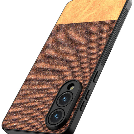 Kapa Soft Fabric & Leather Hybrid Protective Back Cover for Samsung Galaxy S25 Edge | Shockproof Slim Hard Anti Slip Back Case (Brown)