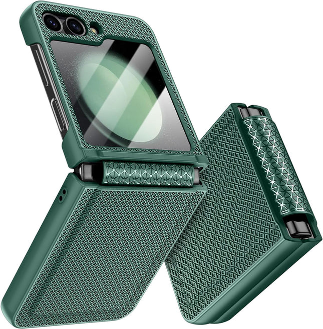 Kapa Textured Grip Hinge Protection Back Cover for Samsung Galaxy Z Flip6 / Z Flip 6 | with [Inbuilt Glass] Full Body Shockproof Hard Back Case (Green)