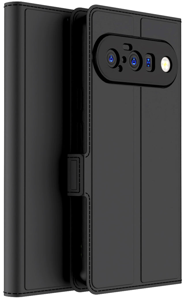 Kapa Noble Slim Magnetic Leather Flip Case Cover for Google Pixel 10 | Card Holder Stand Flip Wallet Case (Black)