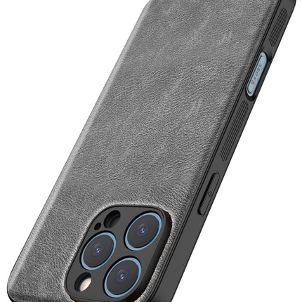 Kapa Tux Leather Back Cover for Apple iPhone 16 Pro Max | Slim Shockproof Camera Protection Bumper Case (Grey)