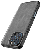 Kapa Tux Leather Back Cover for Apple iPhone 16 Pro Max | Slim Shockproof Camera Protection Bumper Case (Grey)