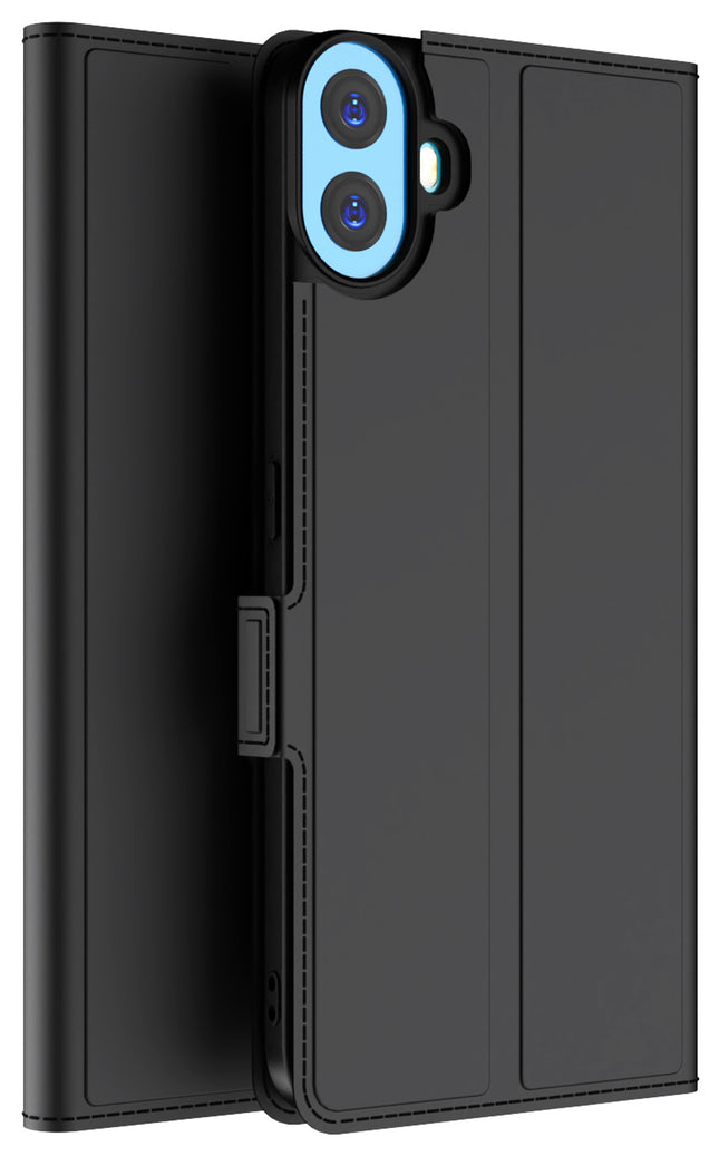 Kapa Noble Slim Magnetic Leather Flip Case Cover for Nothing CMF Phone 1 | Card Holder Stand Flip Wallet Case (Black) - Mobizang