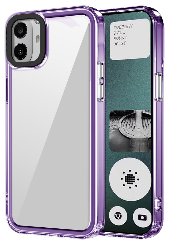 Kapa Warrior Acrylic Clear Back Cover For Nothing CMF Phone 1 | Slim Shockproof [Military Grade Protection] Hybrid Bumper Case (Purple Sides) - Mobizang