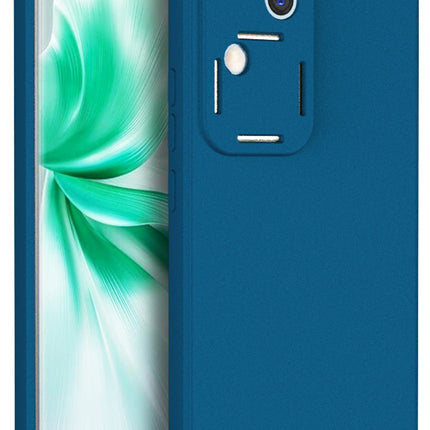 Kapa Matte Protective Lens Flexible Back Cover for Vivo V30 (5G) | Slim Silicone with Soft Lining Shockproof Full Body Bumper Case (Blue)