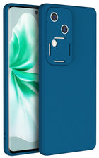 Kapa Matte Protective Lens Flexible Back Cover for Vivo V30 (5G) | Slim Silicone with Soft Lining Shockproof Full Body Bumper Case (Blue)