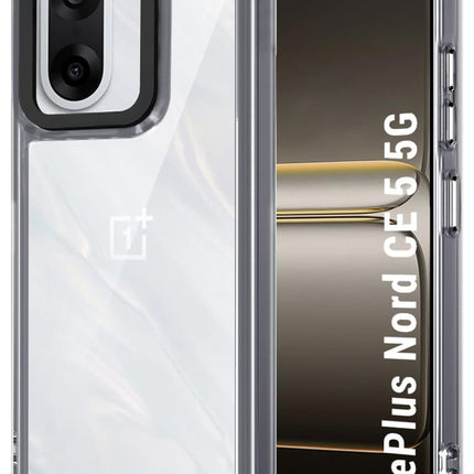 Kapa Warrior Acrylic Clear Back Cover For OnePlus Nord CE 5 | Slim Shockproof [Military Grade Protection] Hybrid Bumper Case (Grey Sides) - Mobizang