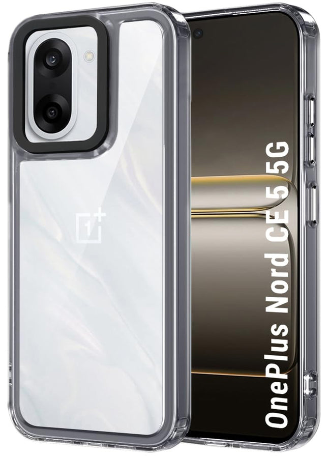 Kapa Warrior Acrylic Clear Back Cover For OnePlus Nord CE 5 | Slim Shockproof [Military Grade Protection] Hybrid Bumper Case (Grey Sides) - Mobizang