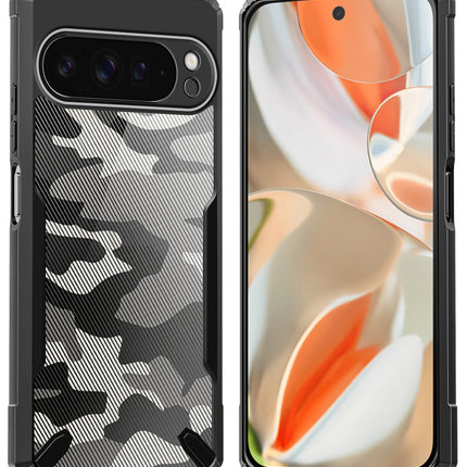 Kapa Bull Camouflage Back Cover for Google Pixel 9 PRO XL | [Military Grade Protection] Shock Proof Slim Hybrid Bumper Case (Black)