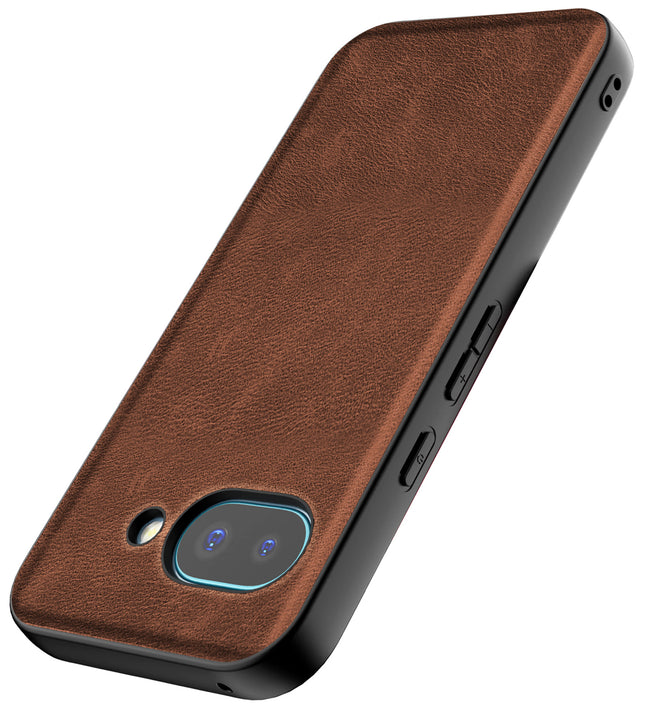 Kapa Tux Leather Back Cover for Google Pixel 9A | Slim Shockproof Camera Protection Bumper Case (Brown)
