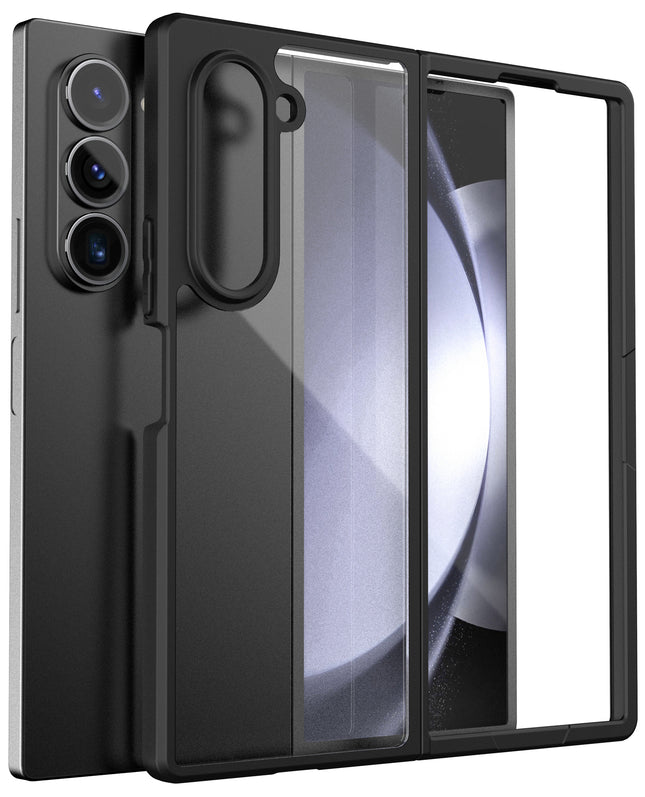 Kapa Hawkeye Clear Slim Tough Back Cover for Samsung Galaxy Z Fold 7 | Camera Lens Protector Anti Yellow Shockproof Clear Hybrid Case Cover (Black Sides) - Mobizang