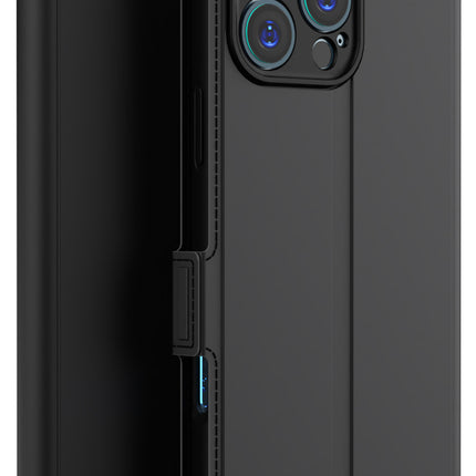 Kapa Noble Slim Magnetic Leather Flip Case Cover for Apple iPhone 16 Pro | Card Holder Stand Flip Wallet Case (Black)