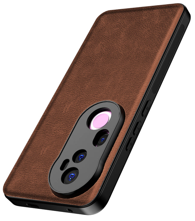 Kapa Tux Leather Back Cover for Vivo T4 Ultra 5G | Slim Shockproof Camera Protection Bumper Case (Brown) - Mobizang