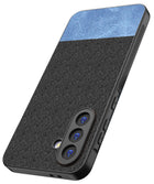 Kapa Soft Fabric & Leather Hybrid Protective Back Cover for Samsung Galaxy A16 | Shockproof Slim Hard Anti Slip Back Case (Black,Blue) - Mobizang