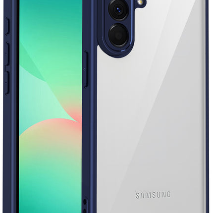 Kapa Hawkeye Clear Slim Tough Back Cover for Samsung Galaxy M36 / F36 5G | Camera Lens Protector Anti Yellow Shockproof Clear Hybrid Case Cover (Blue Sides)