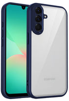 Kapa Hawkeye Clear Slim Tough Back Cover for Samsung Galaxy M36 / F36 5G | Camera Lens Protector Anti Yellow Shockproof Clear Hybrid Case Cover (Blue Sides)