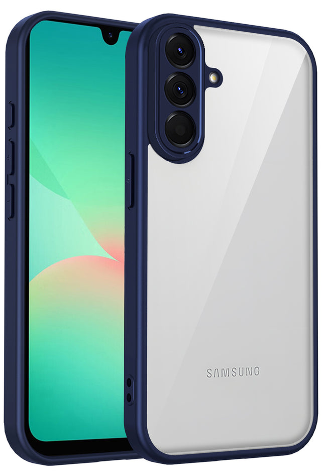 Kapa Hawkeye Clear Slim Tough Back Cover for Samsung Galaxy M36 / F36 5G | Camera Lens Protector Anti Yellow Shockproof Clear Hybrid Case Cover (Blue Sides)