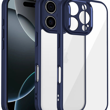 Kapa Hawkeye Clear Back Cover for Apple iPhone 16 Pro | Camera Lens Protector Shockproof Slim Clear Case Cover (Blue Sides)