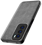 Kapa Tux Leather Back Cover for Oppo Reno 12 Pro (5G) | Slim Shockproof Camera Protection Bumper Case (Grey)