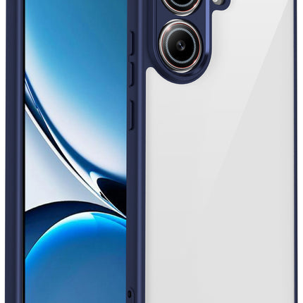 Kapa Hawkeye Clear Slim Tough Back Cover for Poco F7 5G | Camera Lens Protector Anti Yellow Shockproof Clear Hybrid Case Cover (Blue Sides)