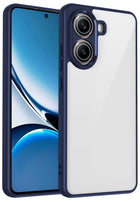 Kapa Hawkeye Clear Slim Tough Back Cover for Poco F7 5G | Camera Lens Protector Anti Yellow Shockproof Clear Hybrid Case Cover (Blue Sides)