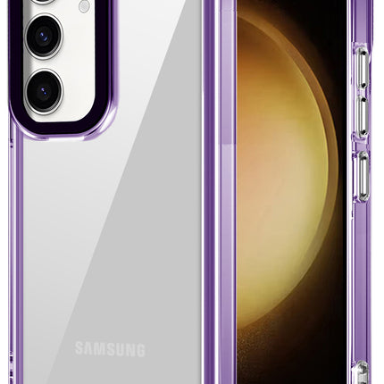Kapa Warrior Acrylic Clear Back Cover For Samsung Galaxy S25 | Slim Shockproof [Military Grade Protection] Hybrid Bumper Case (Purple Sides)