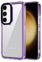 Kapa Warrior Acrylic Clear Back Cover For Samsung Galaxy S25 | Slim Shockproof [Military Grade Protection] Hybrid Bumper Case (Purple Sides)