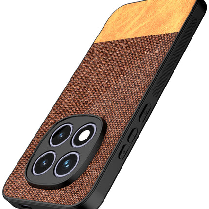 Kapa Soft Fabric & Leather Hybrid Protective Back Cover for Redmi Note 15 Pro 5G | Shockproof Slim Hard Anti Slip Back Case (Brown)