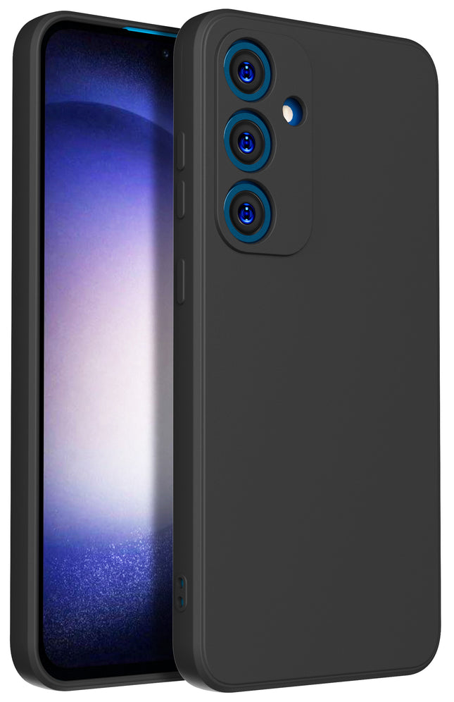 Kapa Matte Protective Lens Flexible Back Cover for Samsung Galaxy S24 FE | Slim Silicone with Soft Lining Shockproof Full Body Bumper Case (Black) - Mobizang