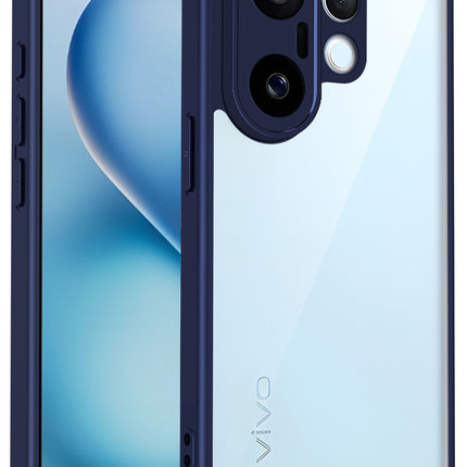 Kapa Hawkeye Clear Slim Tough Back Cover for Vivo X200 FE 5G | Camera Lens Protector Anti Yellow Shockproof Clear Hybrid Case Cover (Blue Sides) - Mobizang