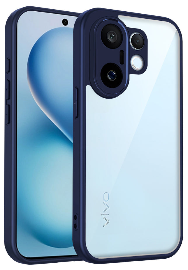 Kapa Hawkeye Clear Slim Tough Back Cover for Vivo X200 FE 5G | Camera Lens Protector Anti Yellow Shockproof Clear Hybrid Case Cover (Blue Sides) - Mobizang