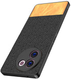 Kapa Soft Fabric & Leather Hybrid Protective Back Cover for Vivo V30E (5G) | Shockproof Slim Hard Anti Slip Back Case (Black,Brown)