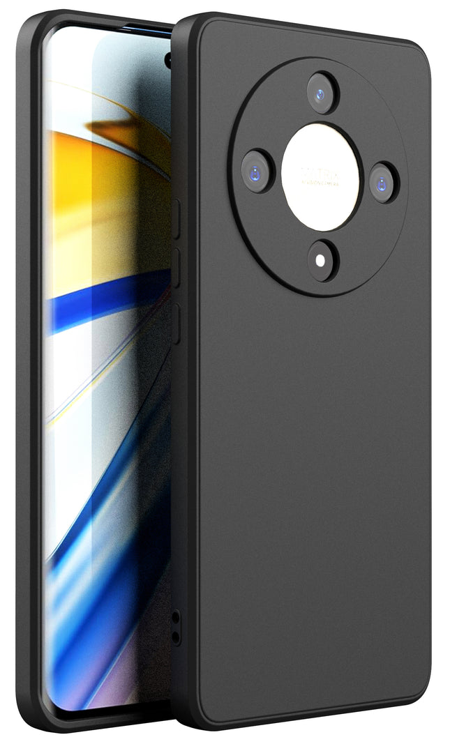 Kapa Matte Protective Lens Flexible Back Cover for Honor X9B (5G) | Slim Silicone with Soft Lining Shockproof Full Body Bumper Case (Black)
