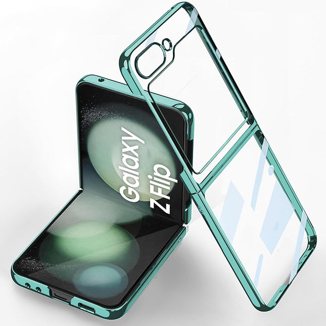 Kapa Phantom Ultra Thin Back Case for Samsung Galaxy Flip6 / Z Flip 6 | Electroplated Edges Full Body Protection Back Cover (Green)