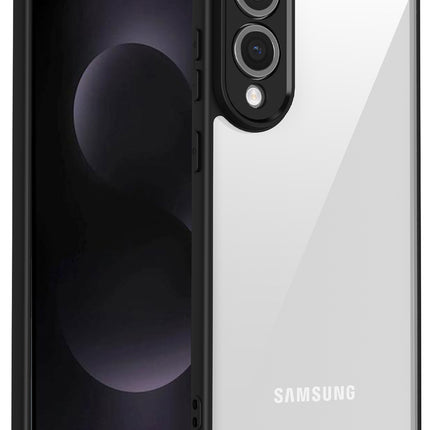 Kapa Hawkeye Clear Slim Tough Back Cover for Samsung Galaxy S25 Edge | Camera Lens Protector Anti Yellow Shockproof Clear Hybrid Case Cover (Black)