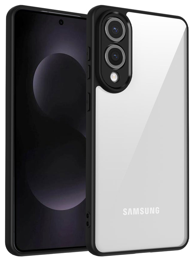 Kapa Hawkeye Clear Slim Tough Back Cover for Samsung Galaxy S25 Edge | Camera Lens Protector Anti Yellow Shockproof Clear Hybrid Case Cover (Black)