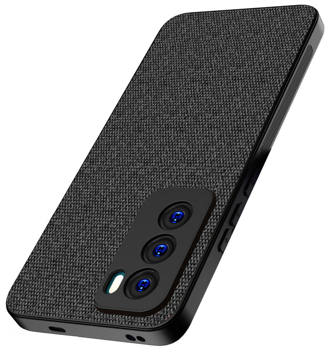 Kapa Soft Full Fabric Protective Back Case Cover for Oppo Reno 12 Pro (5G) | Shockproof Slim Hard Anti Slip Back Case (Black)