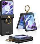 Kapa Magnetic Hinge and Ring Back Cover for Motorola Razr 60 Ultra | Ultra Thin Shockproof Slim Hard Protective Case (Black)