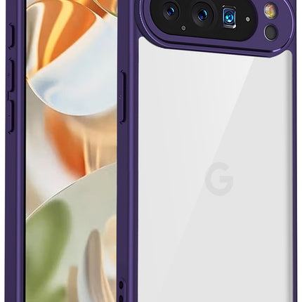 Kapa Hawkeye Clear Slim Tough Back Cover for Google Pixel 10 Pro | Camera Lens Protector Anti Yellow Shockproof Clear Hybrid Case Cover (Purple)