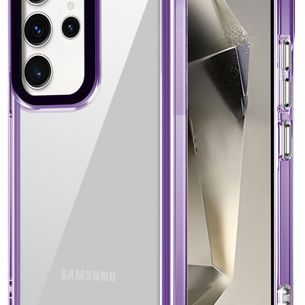 Kapa Warrior Acrylic Clear Back Cover For Samsung Galaxy S25 Ultra | Slim Shockproof [Military Grade Protection] Hybrid Bumper Case (Purple Sides)