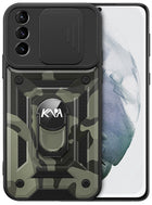 Kapa Tank Back Cover for Samsung Galaxy S24 Ultra | Inbuilt Ring + Slider Shockproof Lens Protection Bumper Back Case (Black)
