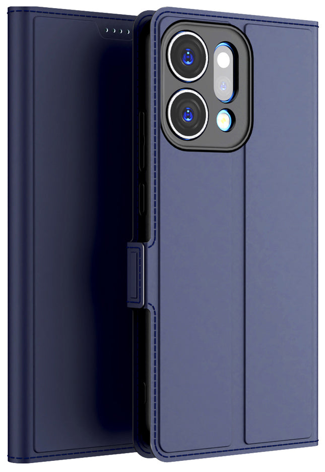 Kapa Noble Slim Magnetic Leather Flip Case Cover for Oppo Reno 14 5G | Card Holder Stand Flip Wallet Case (Blue)