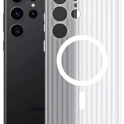 Kapa Matte Magnetic Wave Grip Back Cover for Samsung Galaxy S25 Ultra | [MagSafe Compatible] Wireless charging, Slim, Metal Buttons, Frosted Back Case (White) - Mobizang