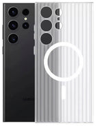 Kapa Matte Magnetic Wave Grip Back Cover for Samsung Galaxy S25 Ultra | [MagSafe Compatible] Wireless charging, Slim, Metal Buttons, Frosted Back Case (White) - Mobizang